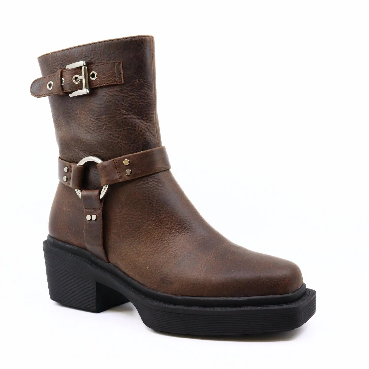 Amina Biker Boots In Dark Brown