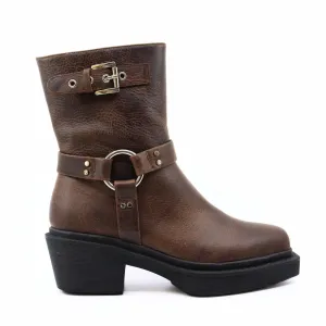 Amina Biker Boots In Dark Brown