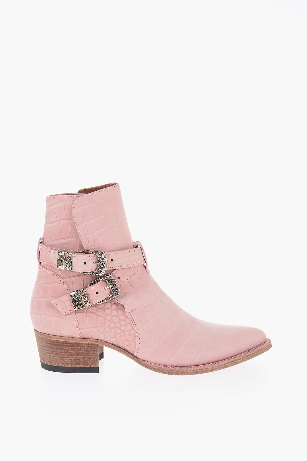 Amiri Croco Embossed Suede Jodhpur Western Booties 5Cm