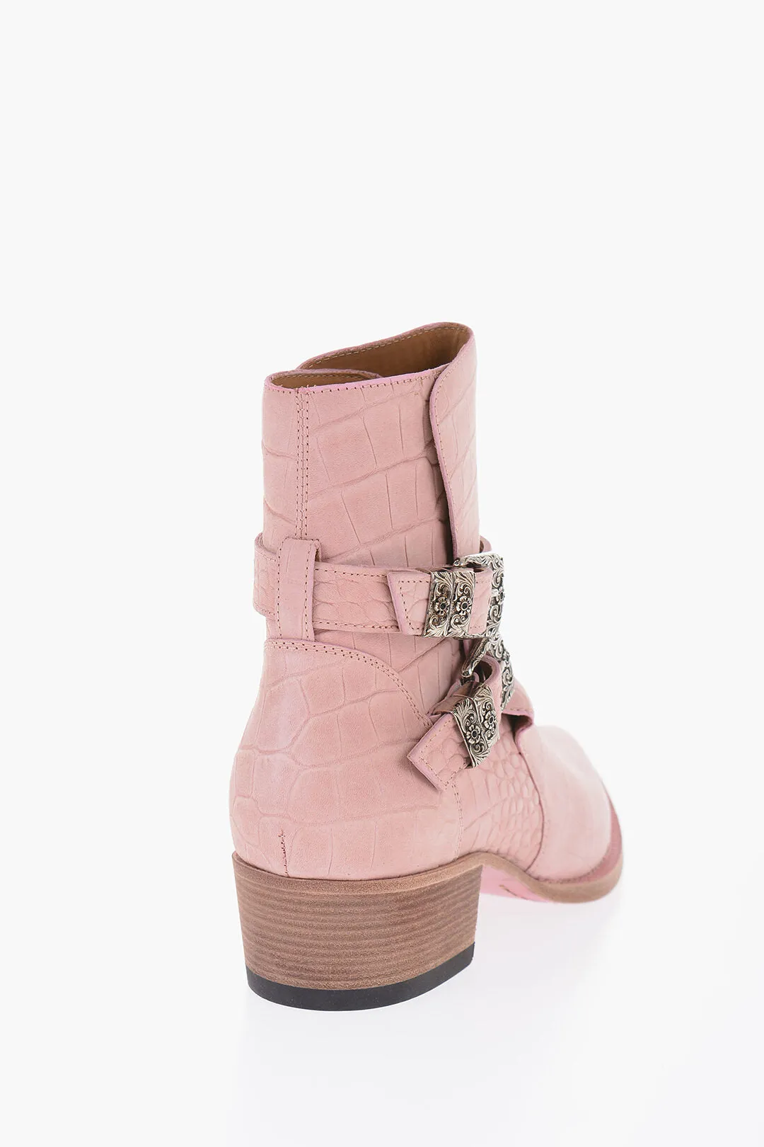 Amiri Croco Embossed Suede Jodhpur Western Booties 5Cm