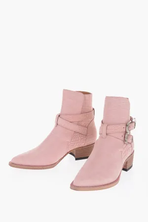 Amiri Croco Embossed Suede Jodhpur Western Booties 5Cm