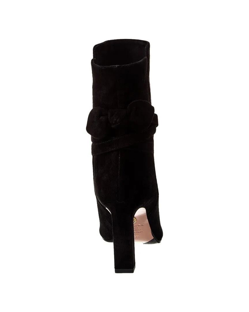 Aquazzura Very Bow Tie 85 Suede Bootie