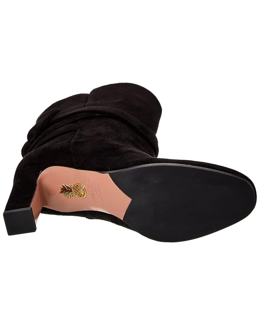 Aquazzura Very Bow Tie 85 Suede Bootie