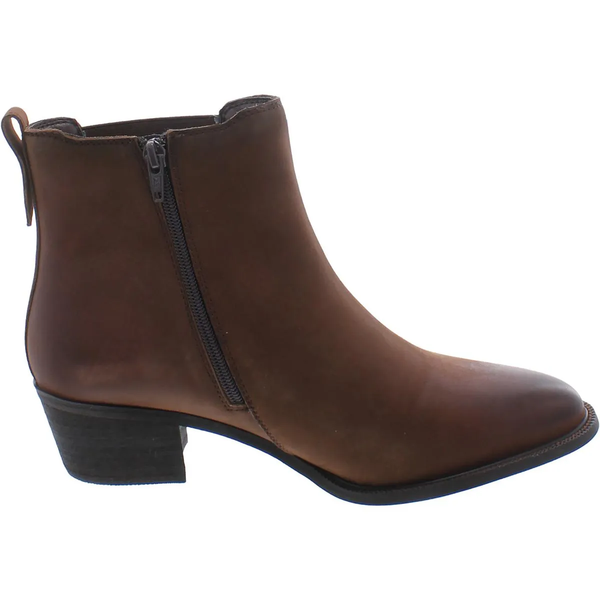 Arleta Womens Leather Block Heel Booties