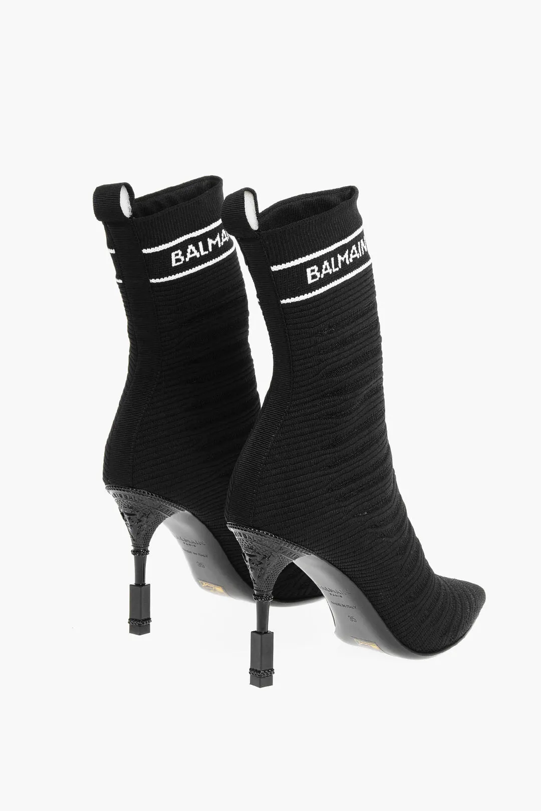 Balmain Sock Heeled Boots With Logo Print
