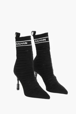 Balmain Sock Heeled Boots With Logo Print