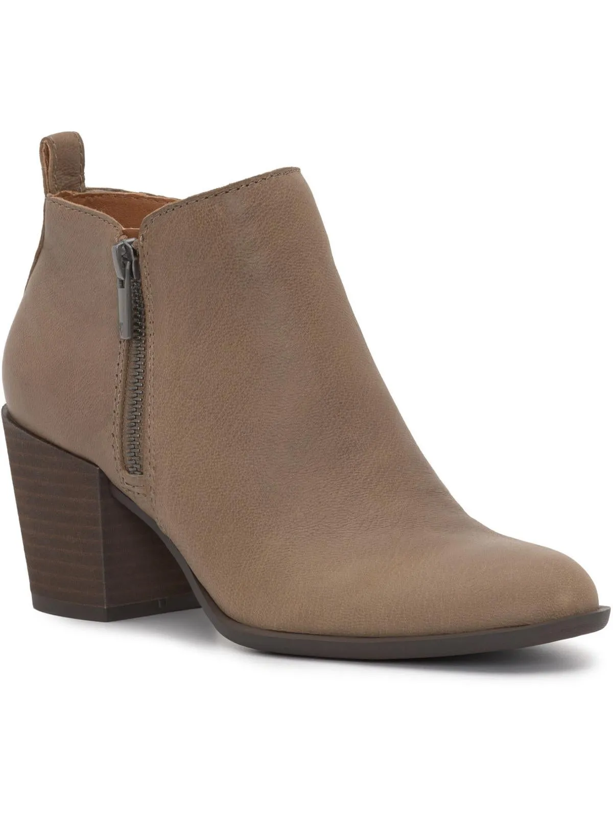 BASELMID Womens Leather Stacked Heel Ankle Boots