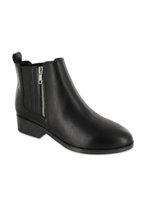 Benicio Side Zip Booties In Black Tumble