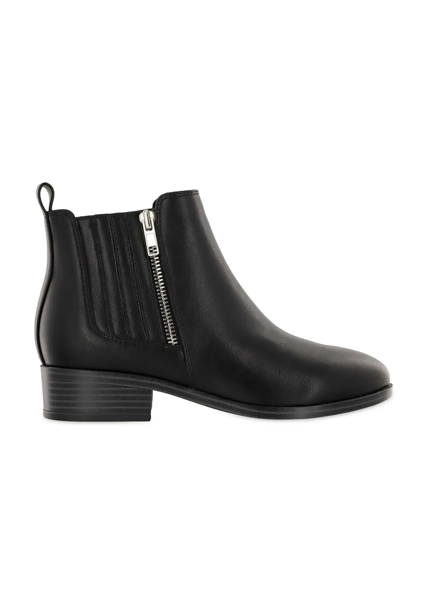 Benicio Side Zip Booties In Black Tumble