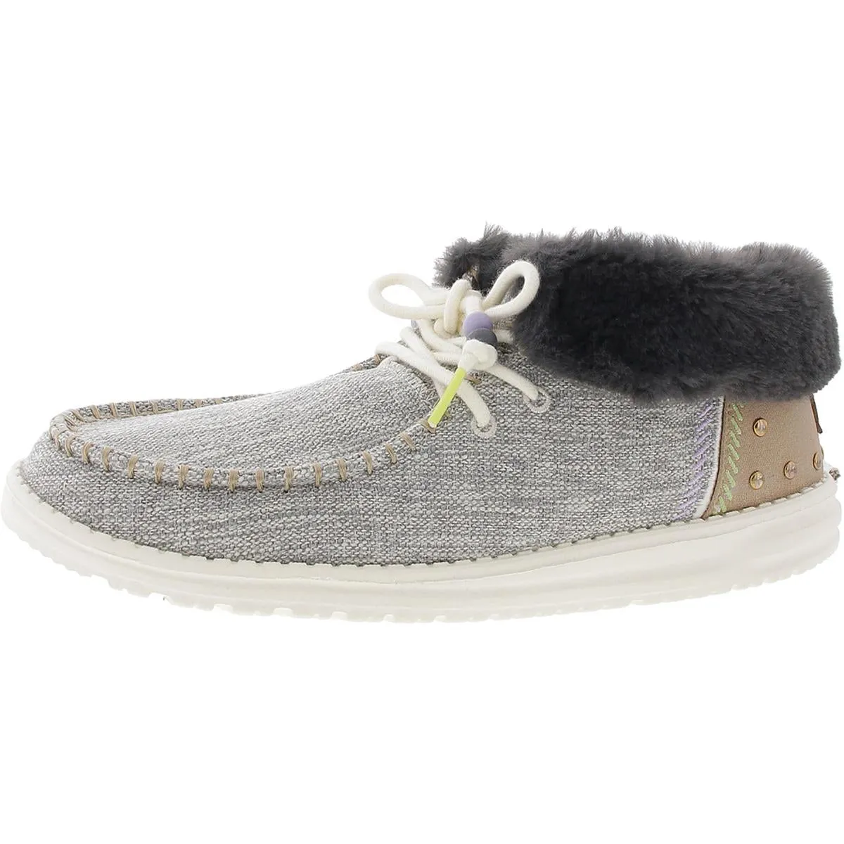 Britt Womens Canvas Faux Fur Booties