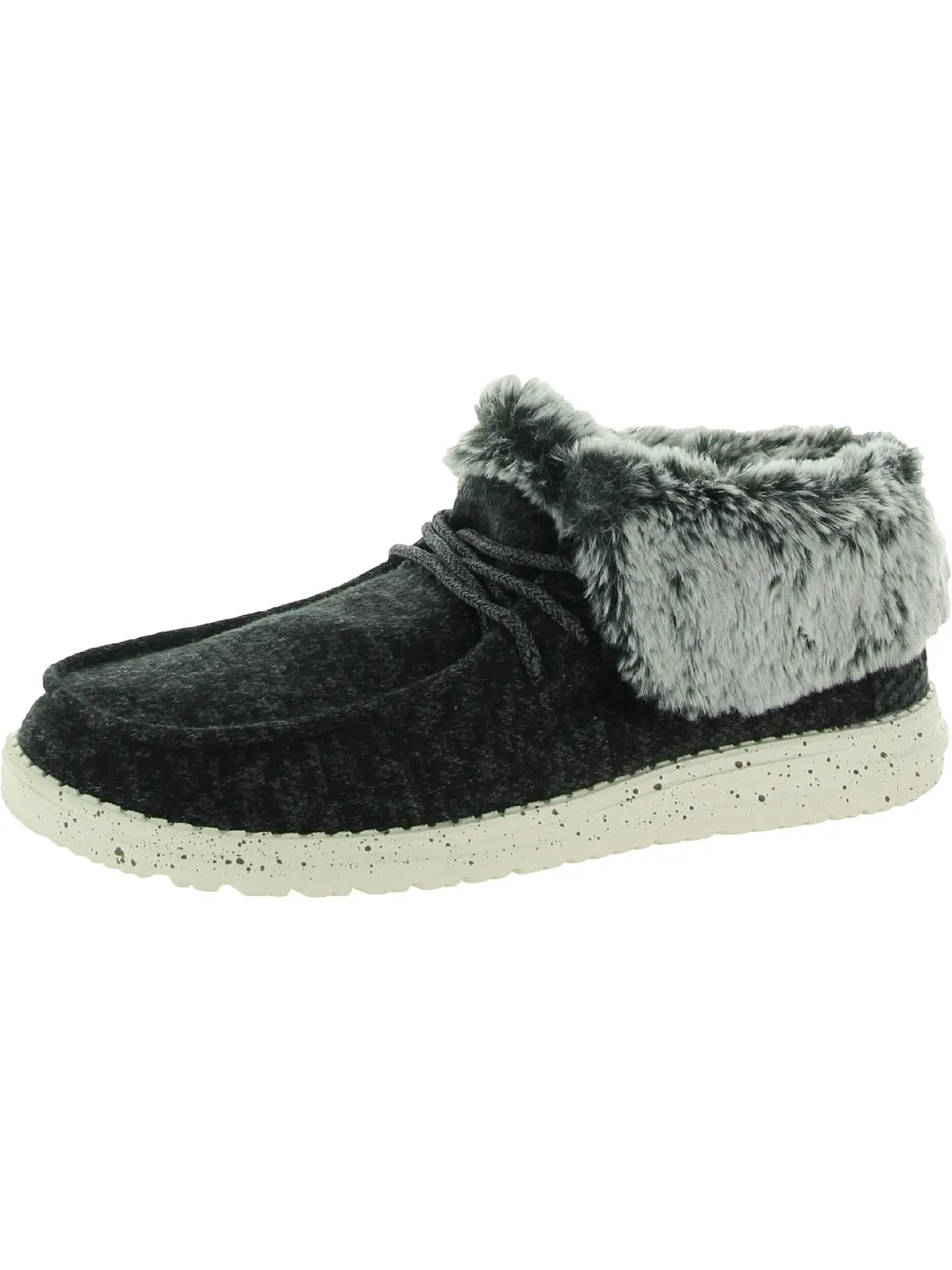 Britt Womens Canvas Faux Fur Booties