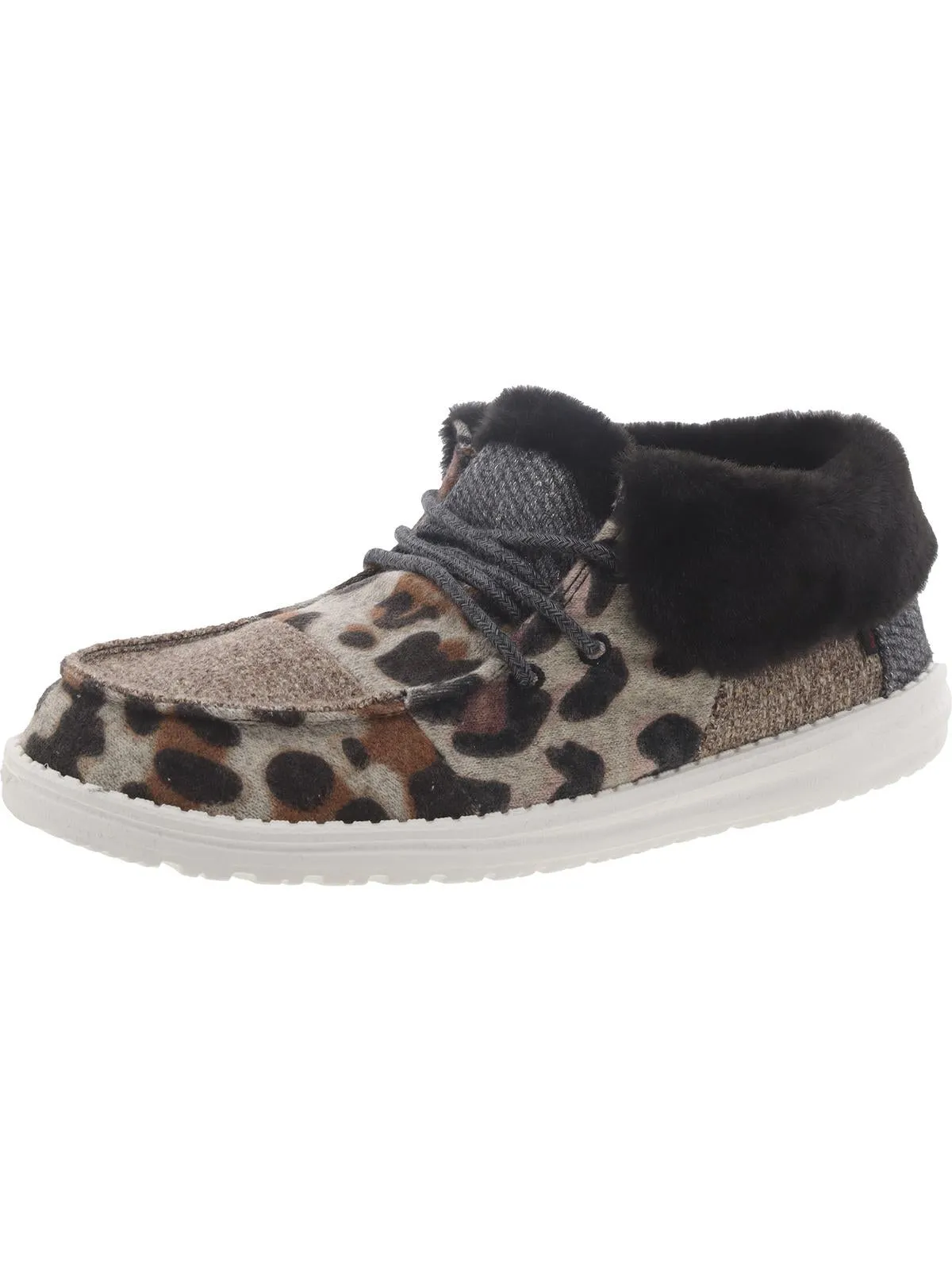 Britt Womens Canvas Faux Fur Booties
