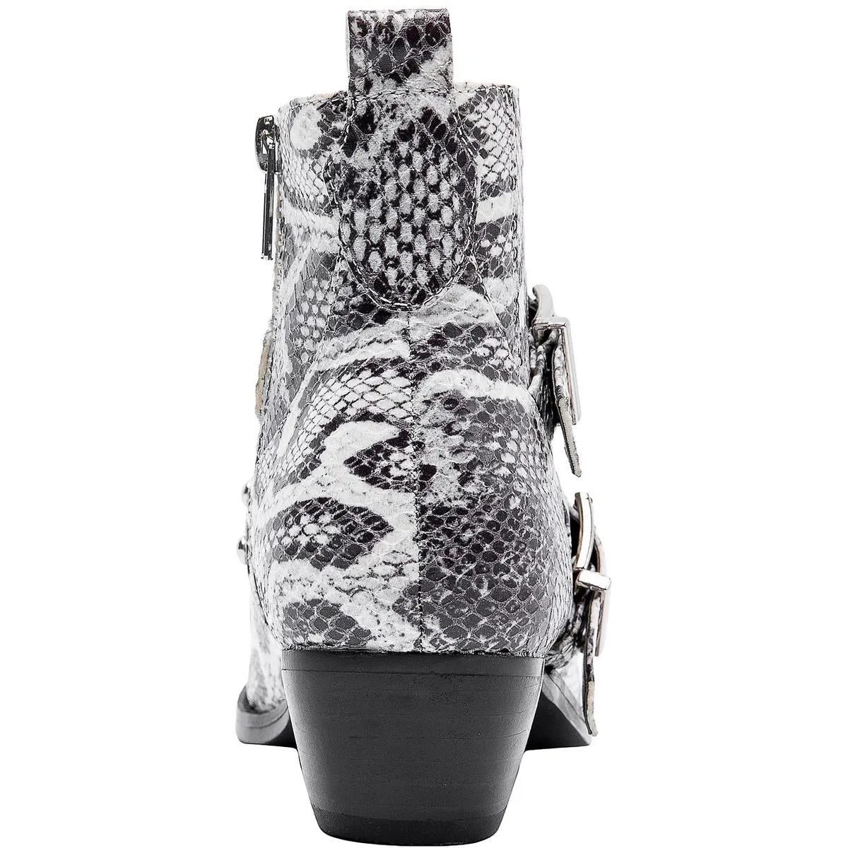 Cindy Womens Snake Print Studded Booties