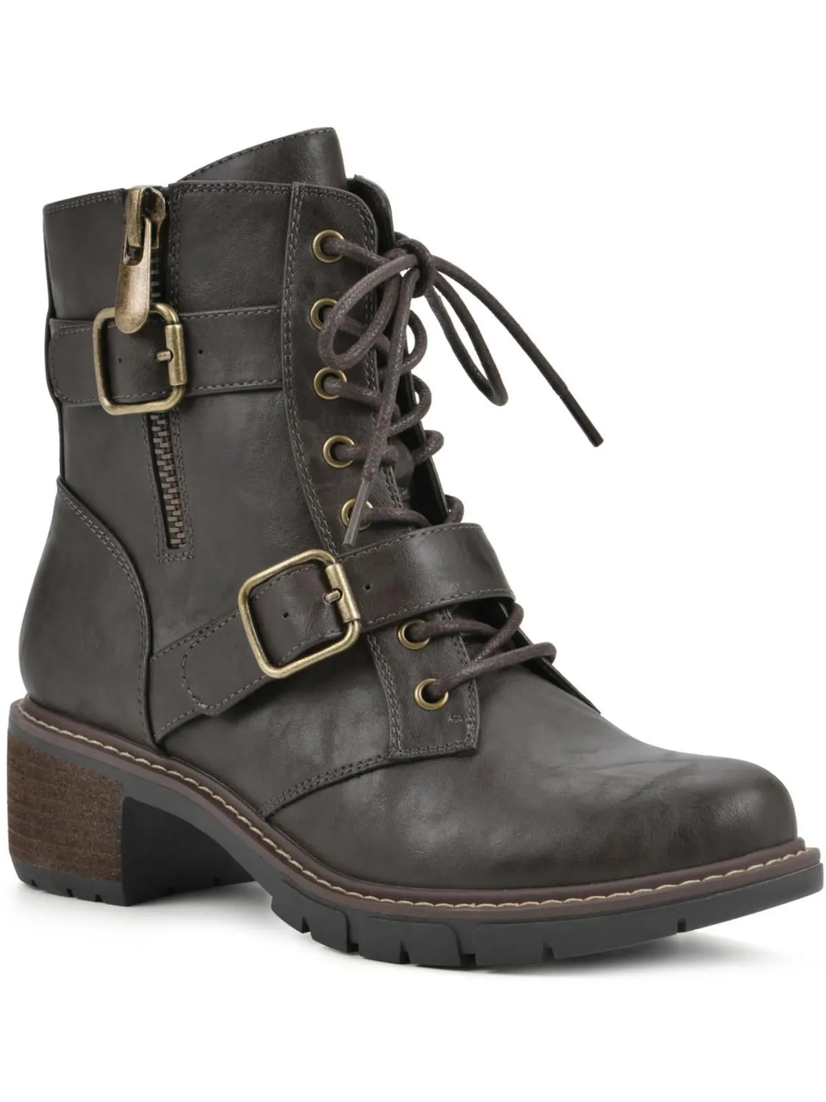 Crank Womens Faux Leather Lace-Up Booties