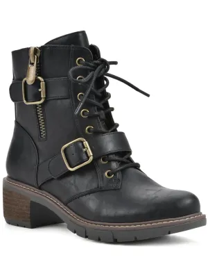 Crank Womens Faux Leather Lace-Up Booties
