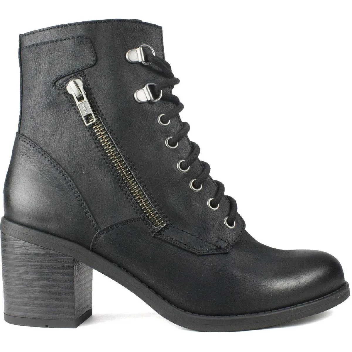 Dorian Womens Faux Leather Block Heel Ankle Boots
