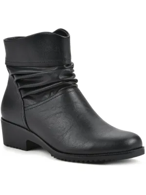 Durbon Womens Faux Leather Round Toe Ankle Boots
