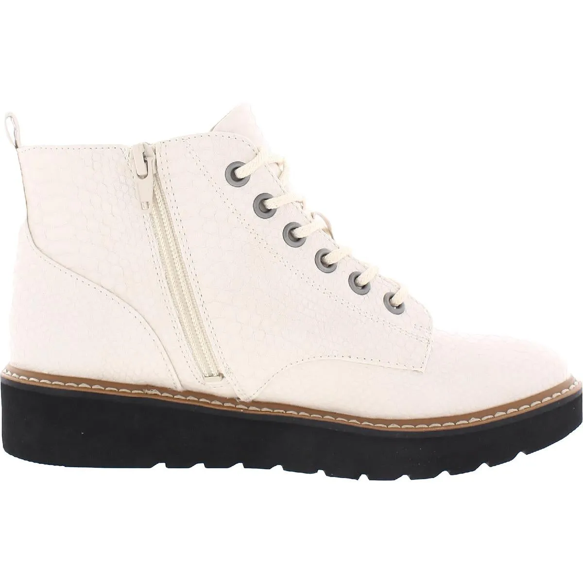 Eeva Womens Faux Leather Double Zipper Booties