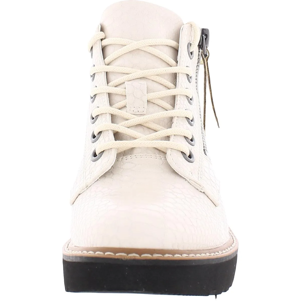 Eeva Womens Faux Leather Double Zipper Booties