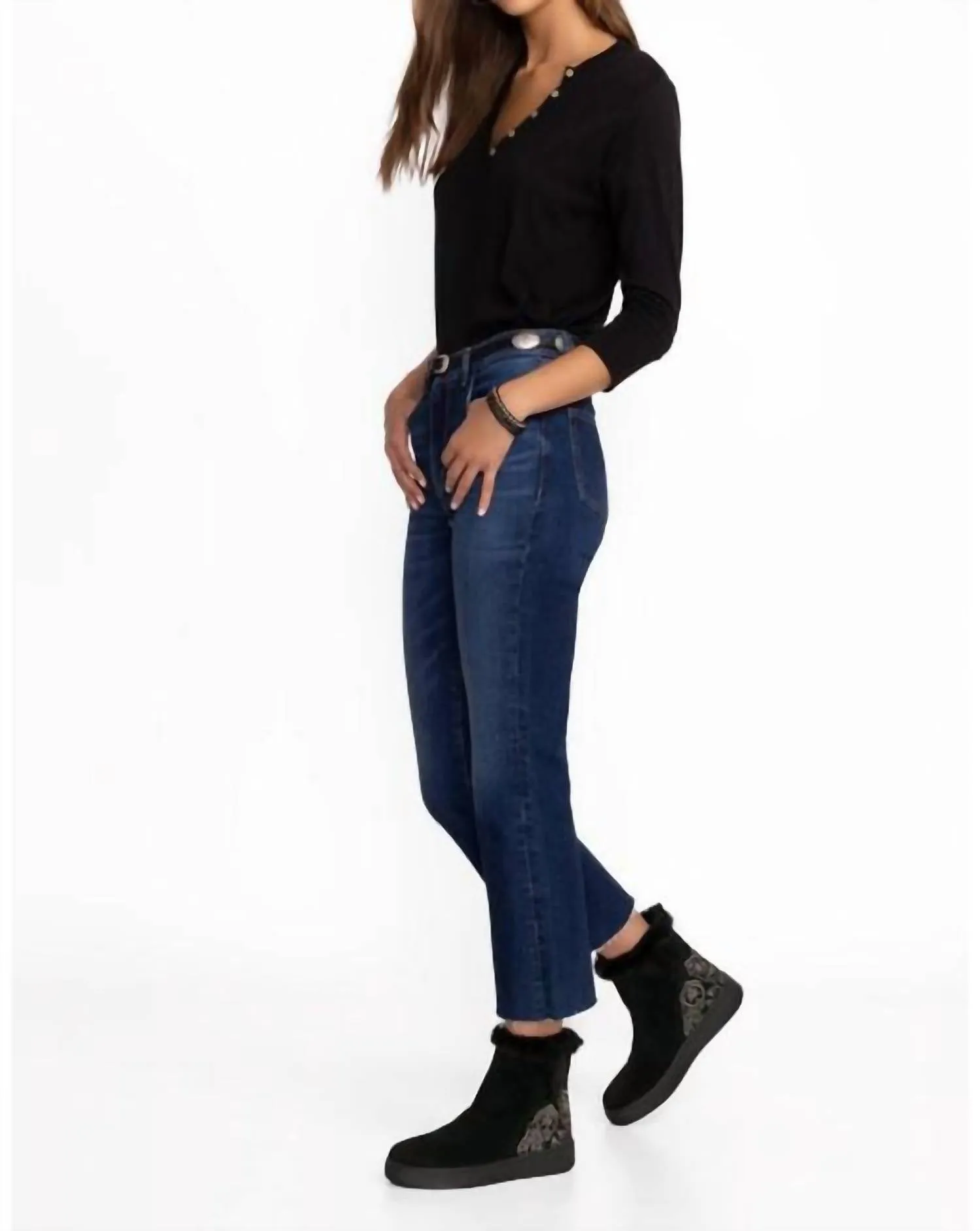 Gradi Embroidered Slip On Bootie In Black