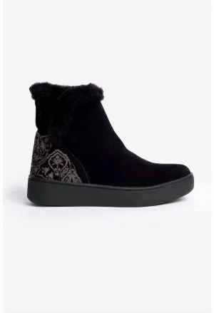 Gradi Embroidered Slip On Bootie In Black