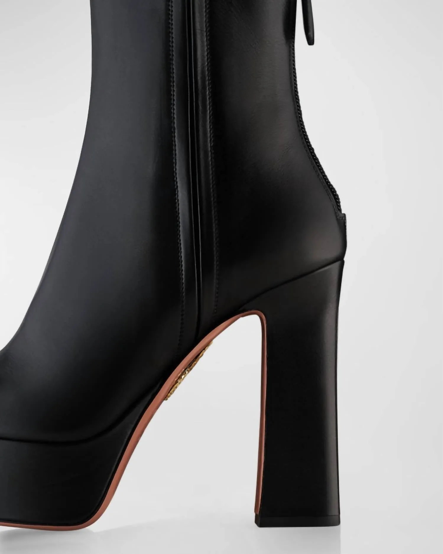 Groove Leather Platform Bootie In Black