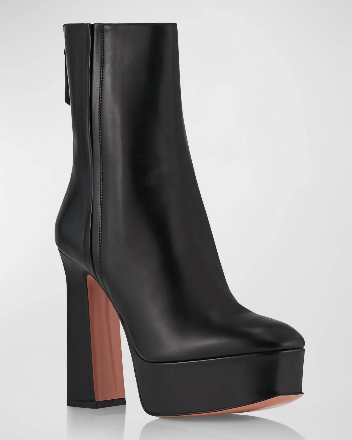 Groove Leather Platform Bootie In Black