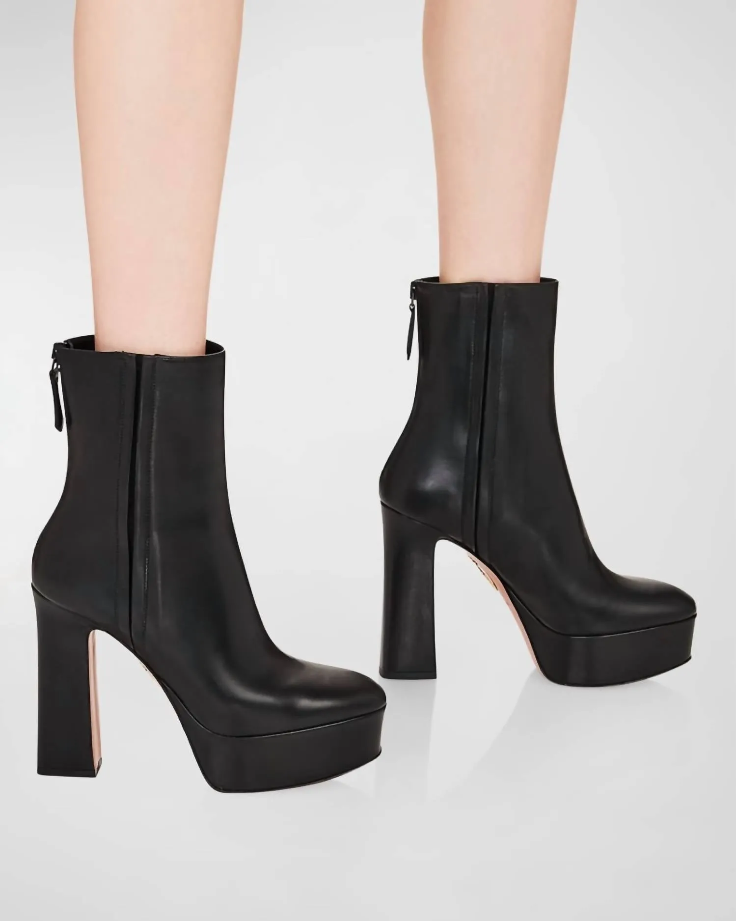 Groove Leather Platform Bootie In Black