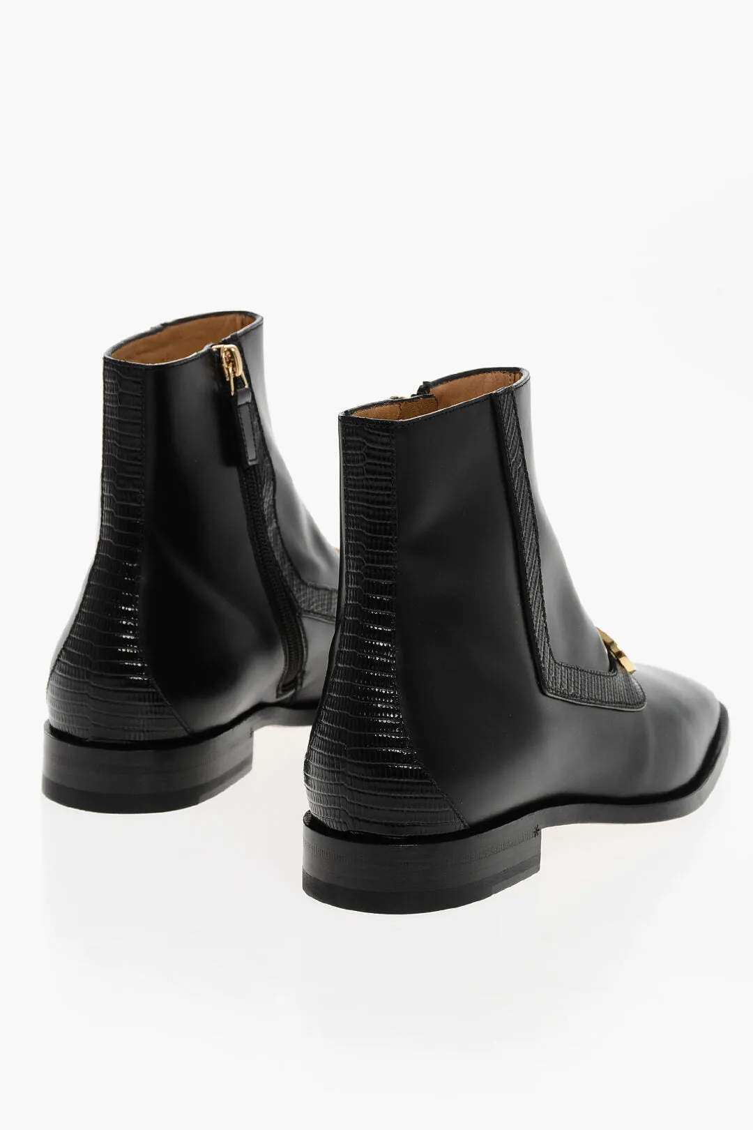 Gucci Leather Booties With Monogram Logo