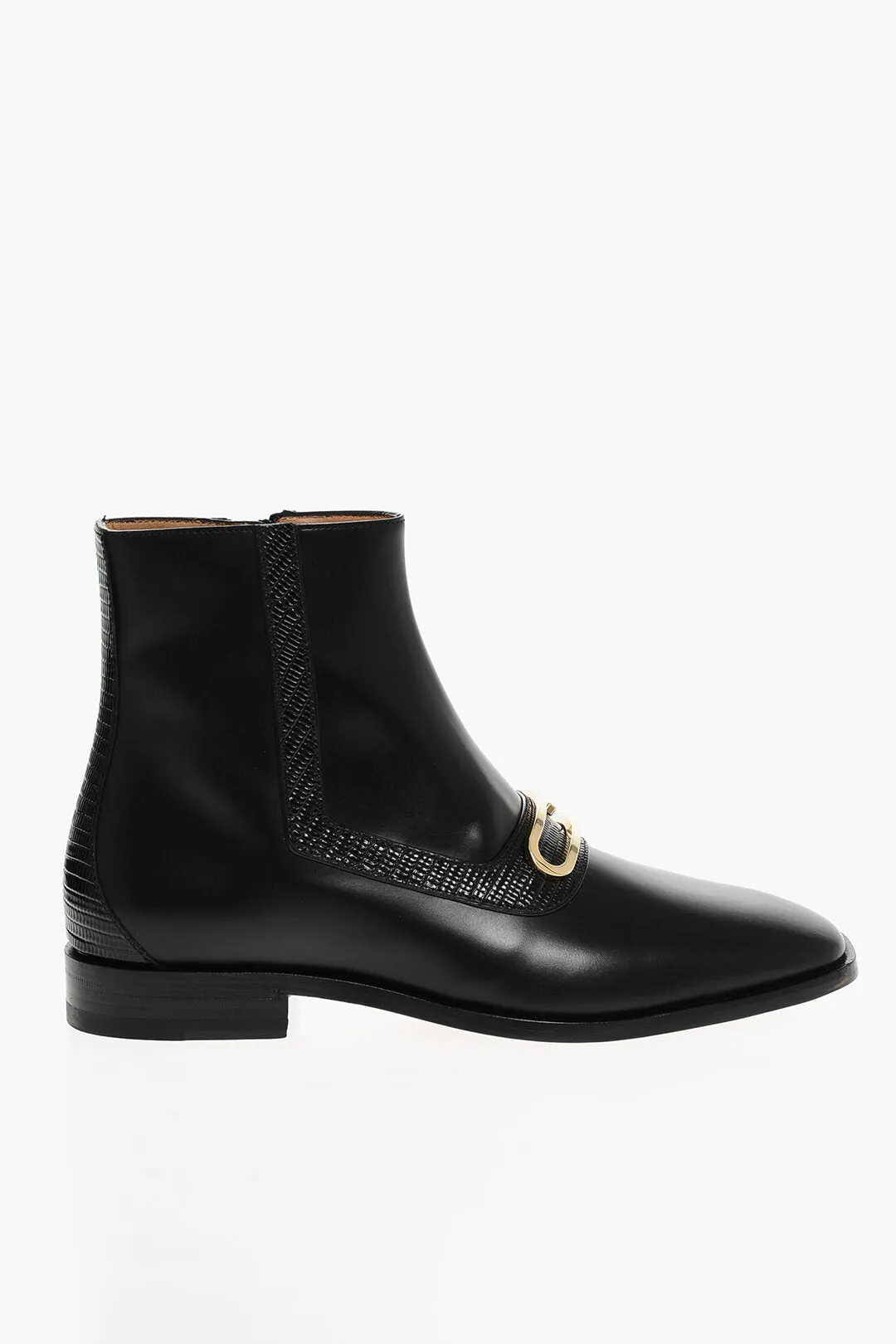Gucci Leather Booties With Monogram Logo