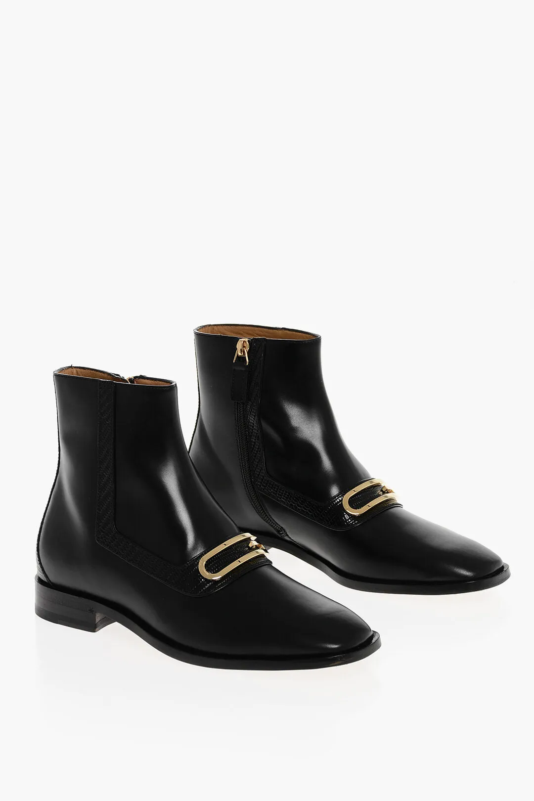 Gucci Leather Booties With Monogram Logo