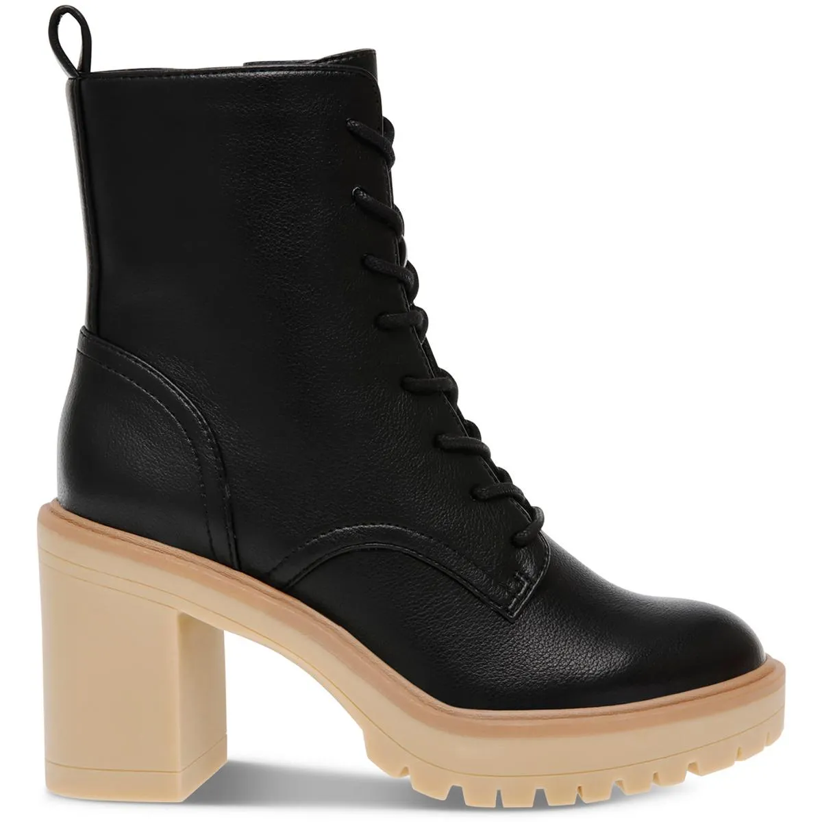 JAYCOB Womens Faux Leather Block Heel Ankle Boots
