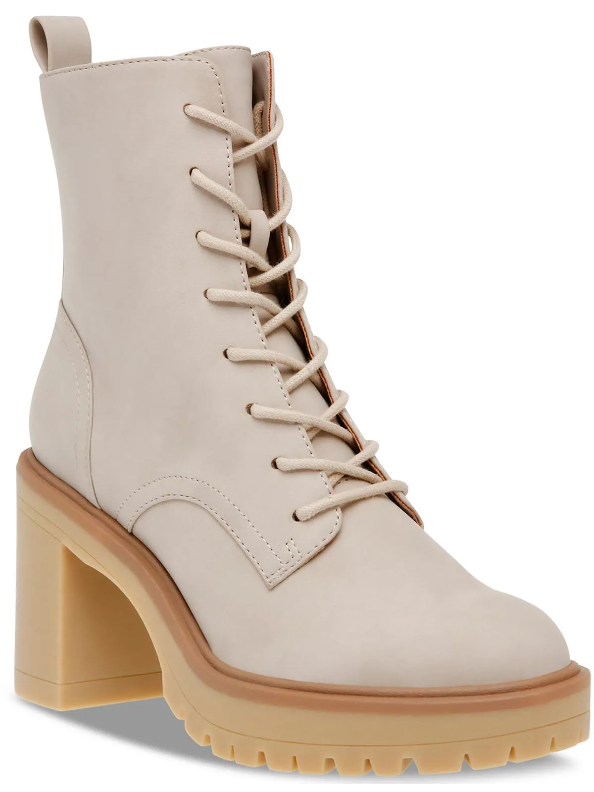JAYCOB Womens Faux Leather Block Heel Ankle Boots