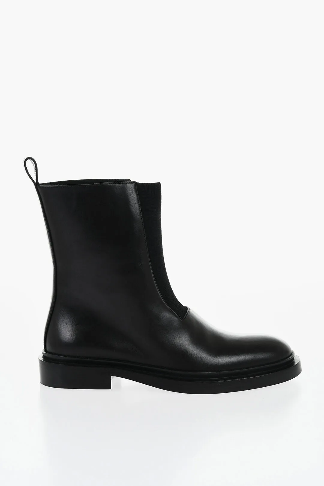 Jil Sander Leather Bootie With Stretchy Insert