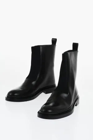 Jil Sander Leather Bootie With Stretchy Insert