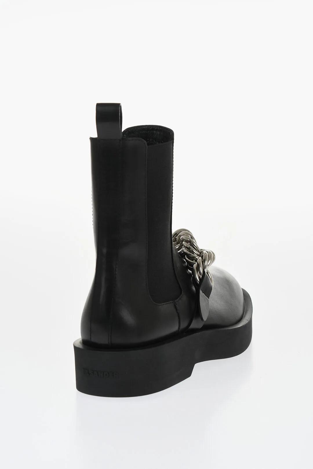 Jil Sander Leather Chelsea Booties With Chain Detail