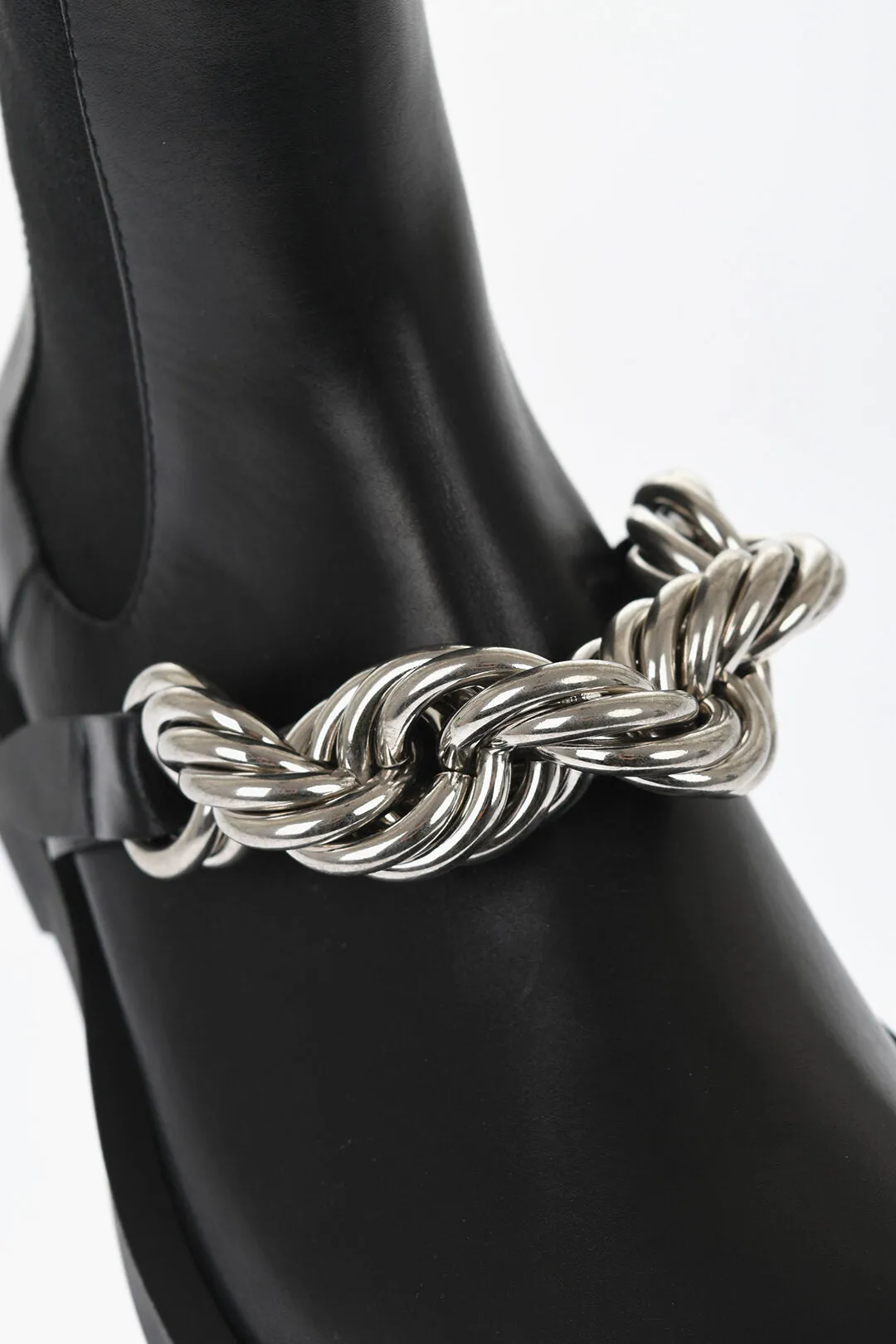 Jil Sander Leather Chelsea Booties With Chain Detail