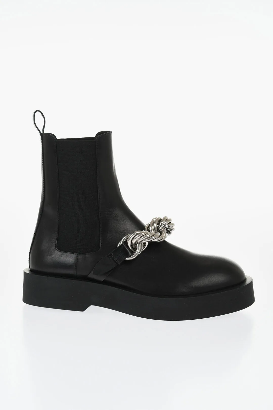 Jil Sander Leather Chelsea Booties With Chain Detail
