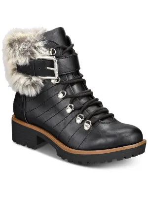 Jojo Womens Leather Lace-Up Ankle Boots