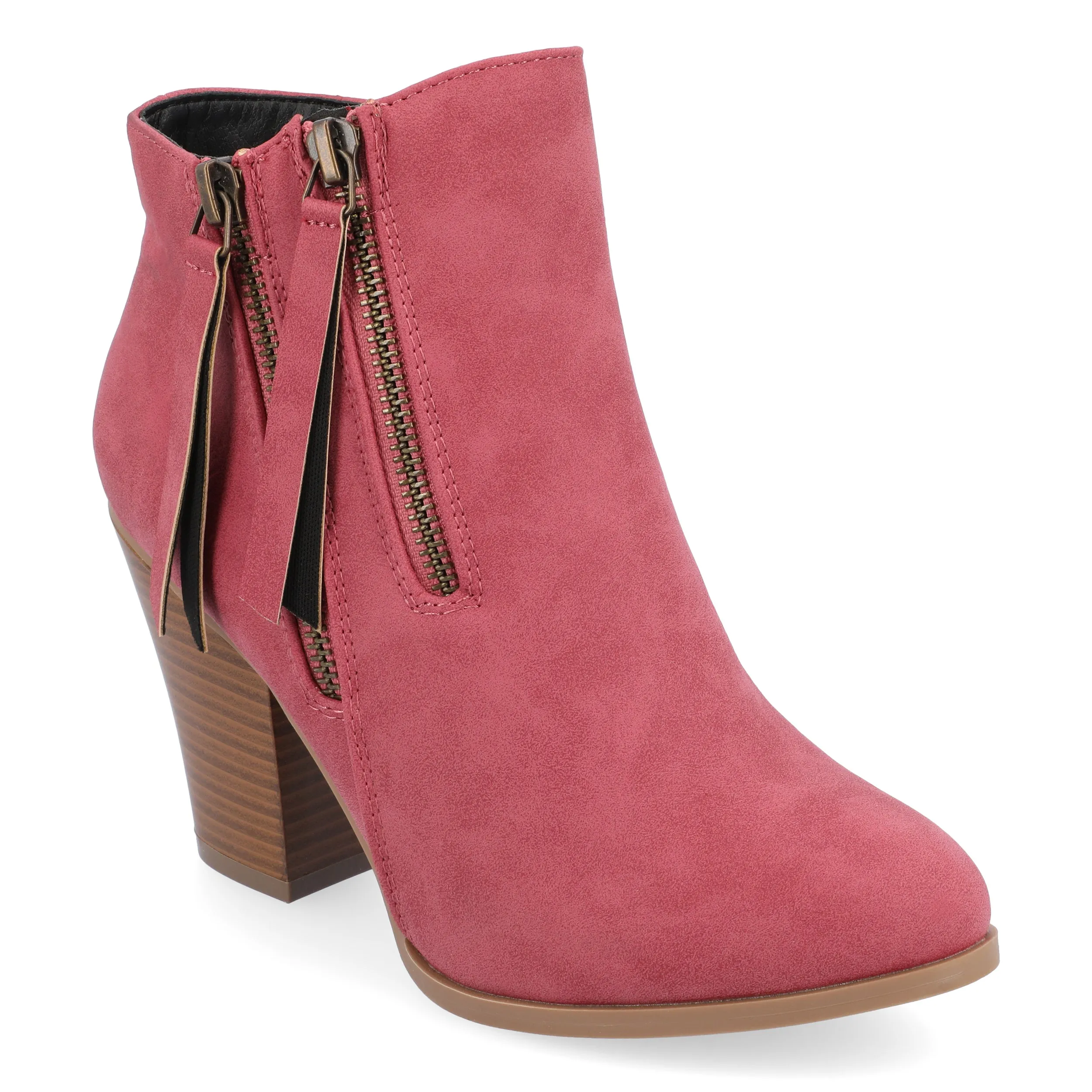 Journee Collection Womens Vally Inside Zip Stacked Heel Booties