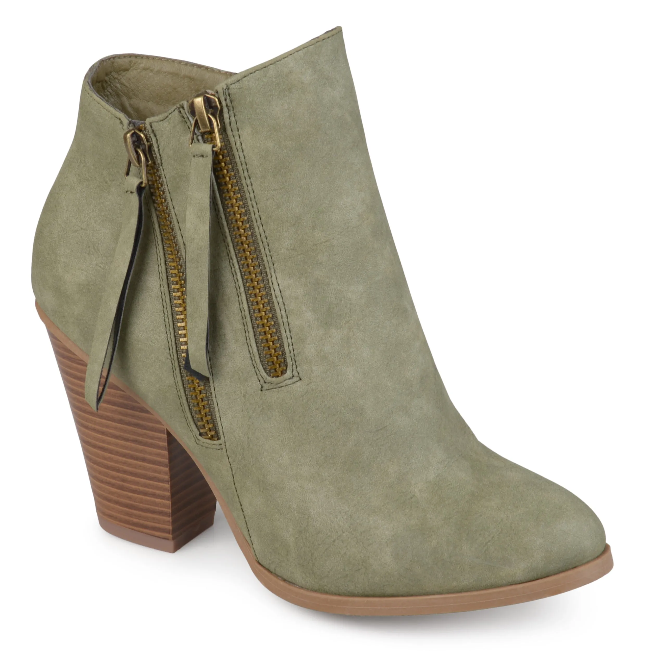 Journee Collection Womens Vally Inside Zip Stacked Heel Booties