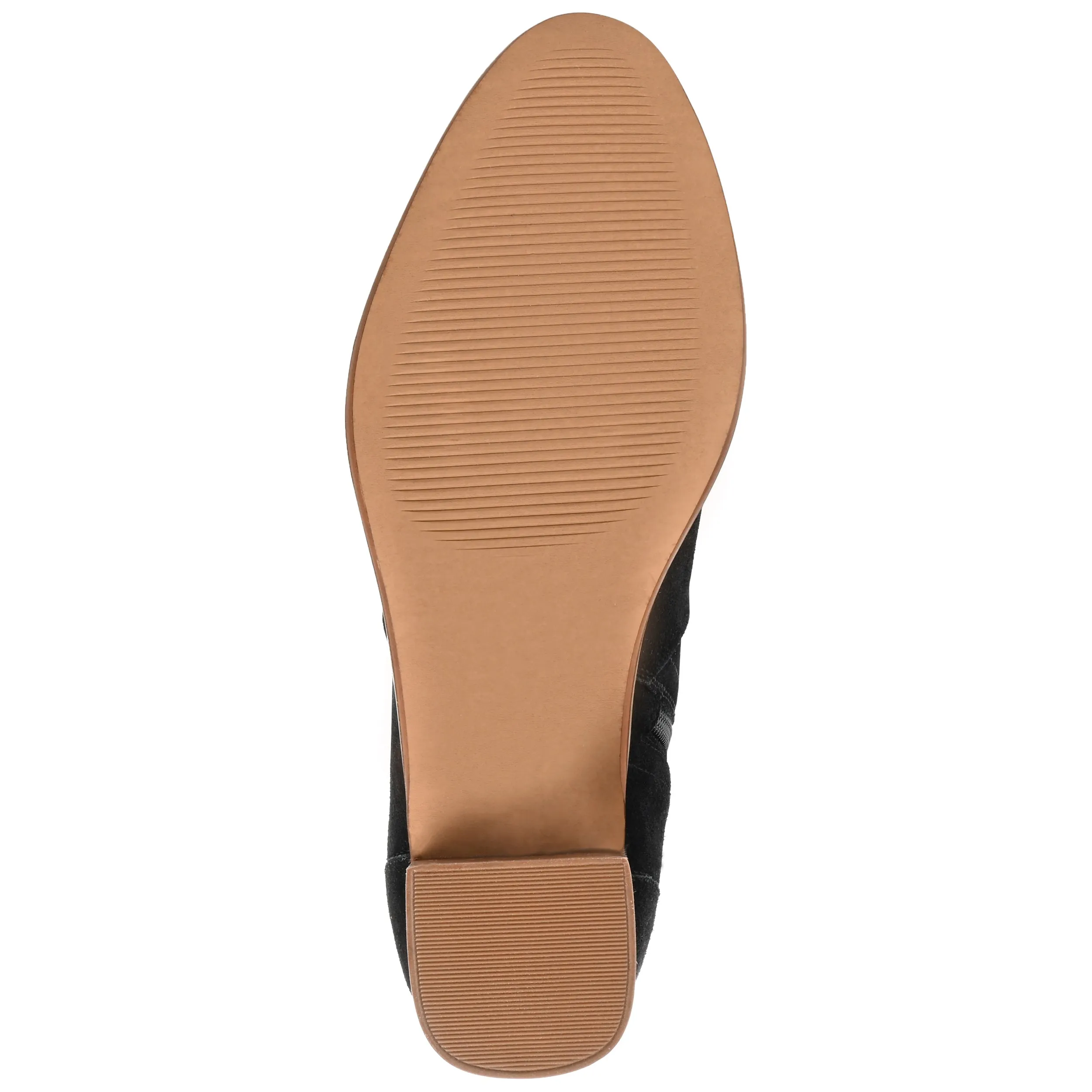 Journee Signature Womens Genuine Leather Airly Almond Toe Stacked Ankle Booties