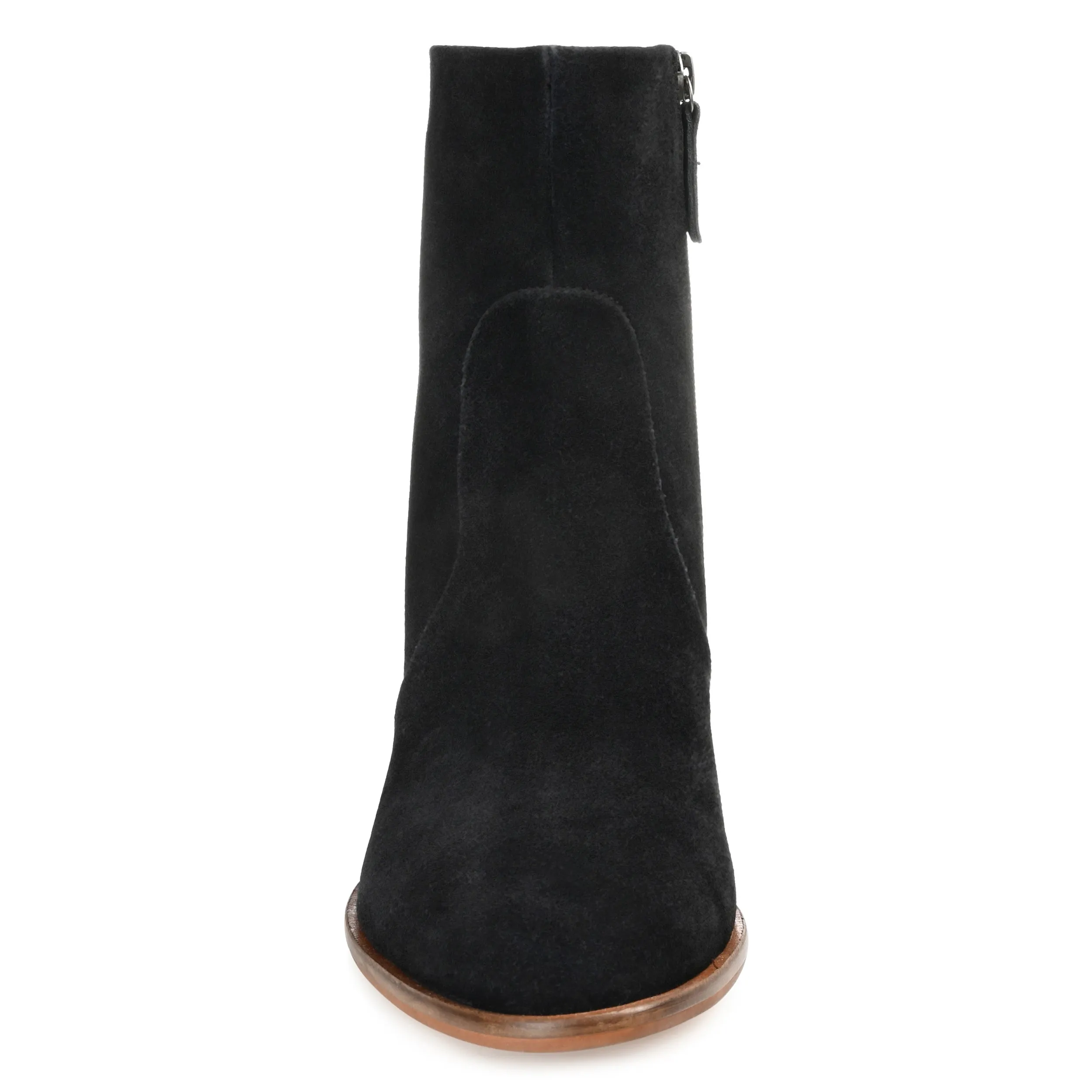 Journee Signature Womens Genuine Leather Airly Almond Toe Stacked Ankle Booties