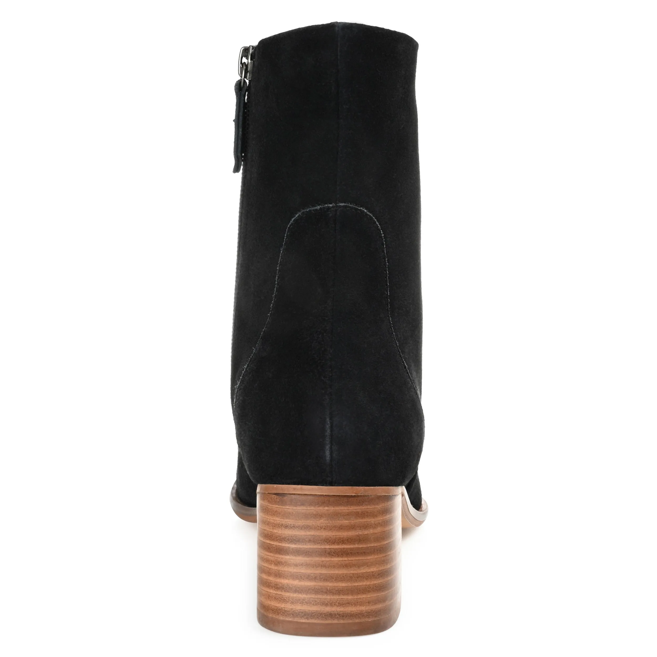 Journee Signature Womens Genuine Leather Airly Almond Toe Stacked Ankle Booties