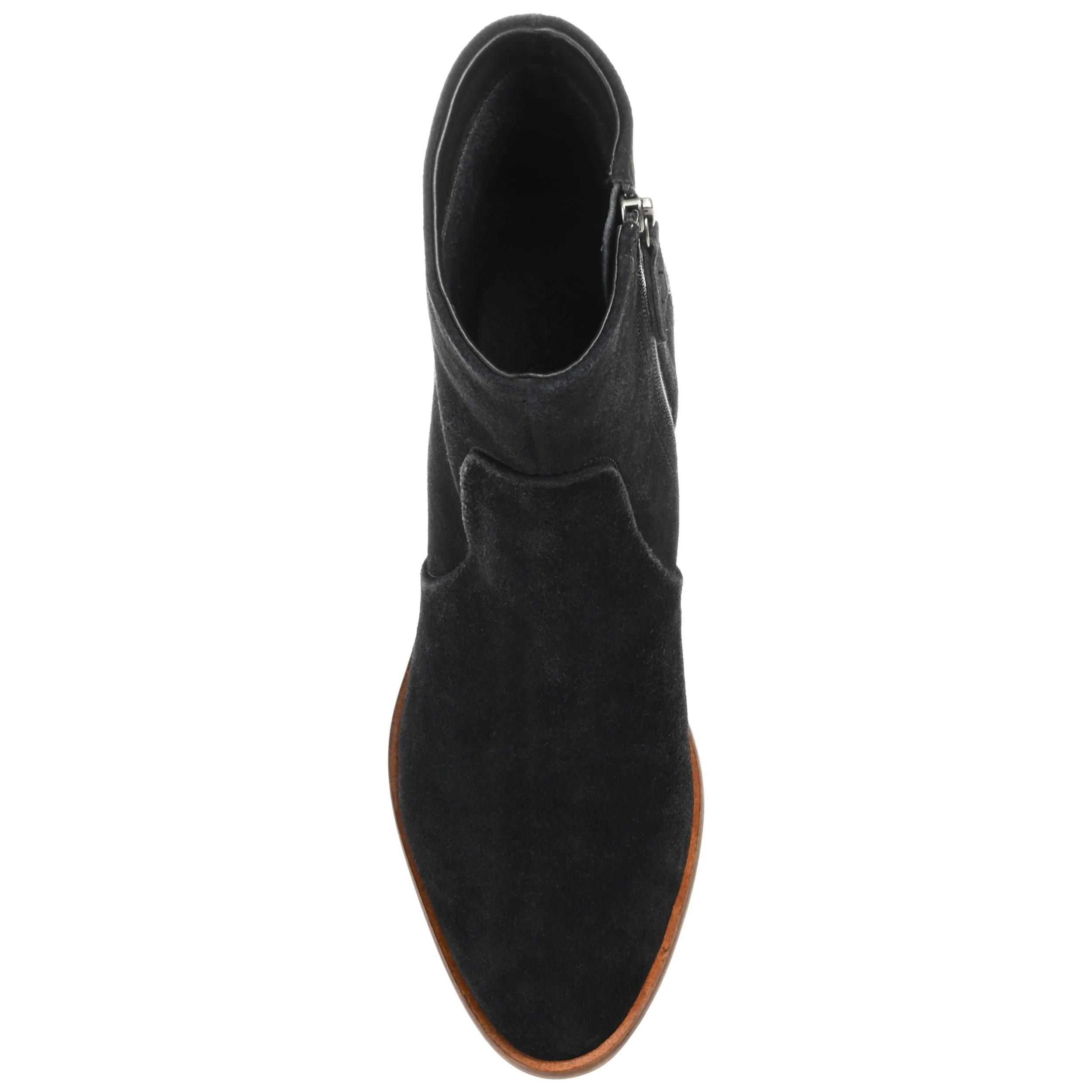 Journee Signature Womens Genuine Leather Airly Almond Toe Stacked Ankle Booties