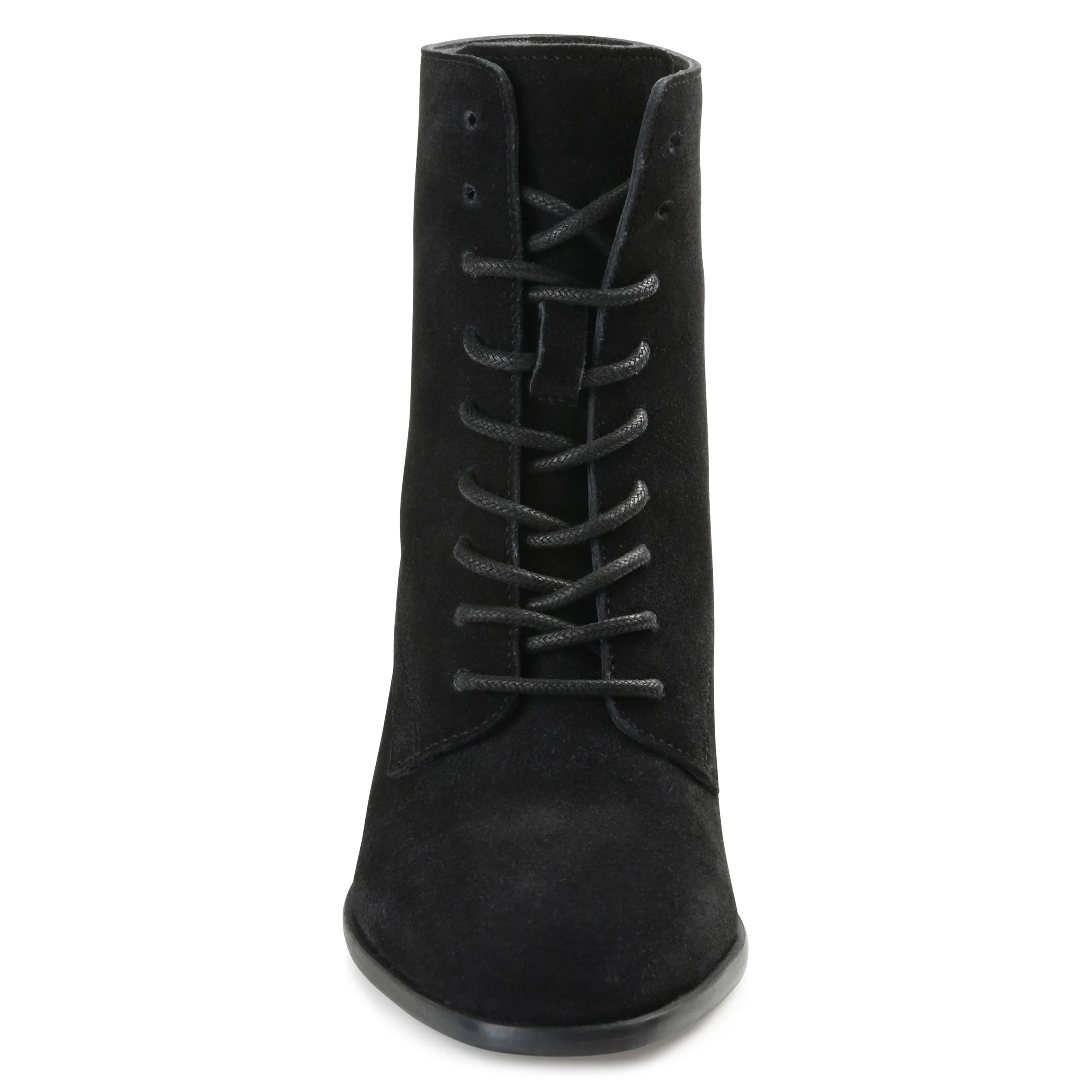 Journee Signature Womens Genuine Leather Edda Almond Toe Block Heel Combat Booties