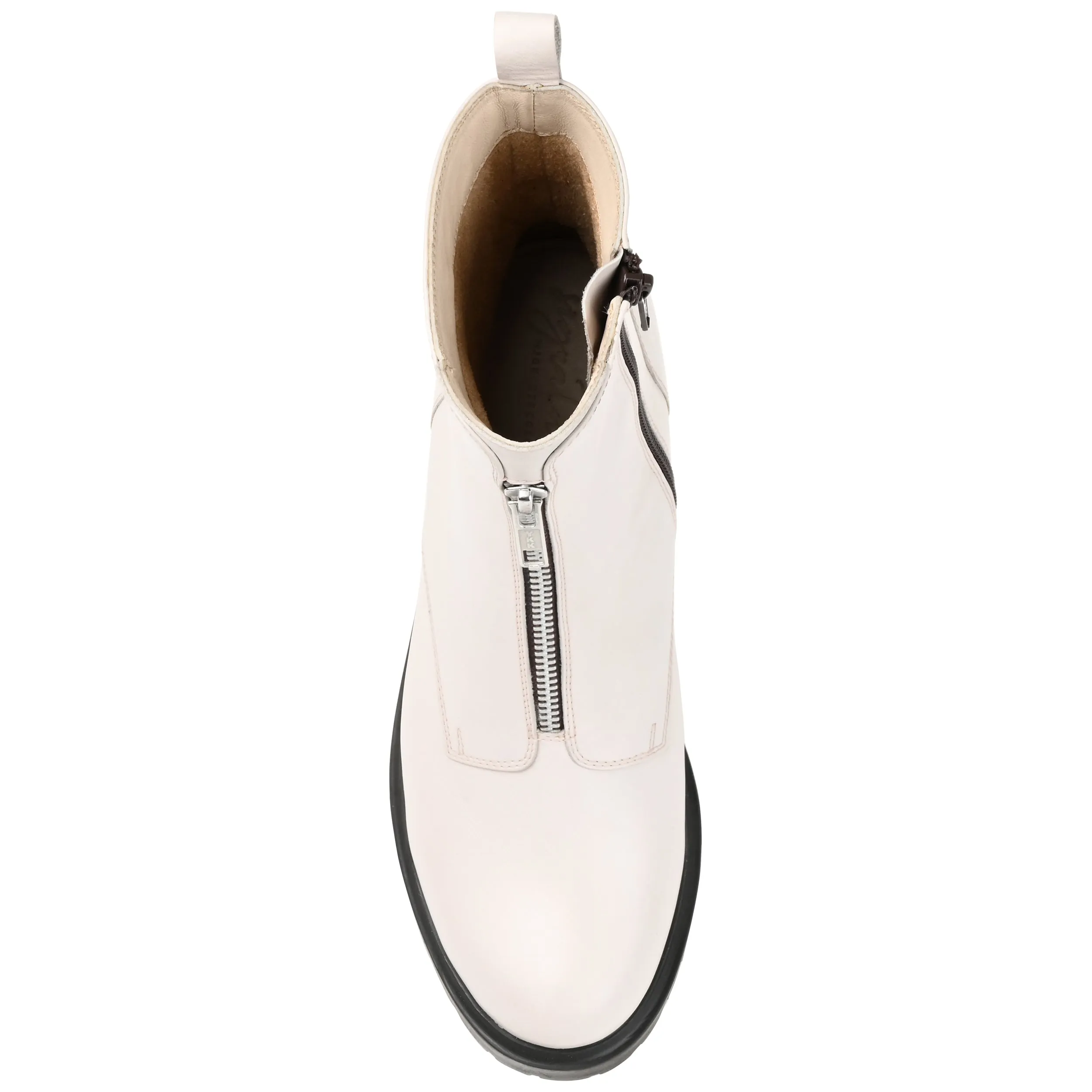 Journee Signature Womens Genuine Leather Norrah Round Toe Stacked Combat Booties
