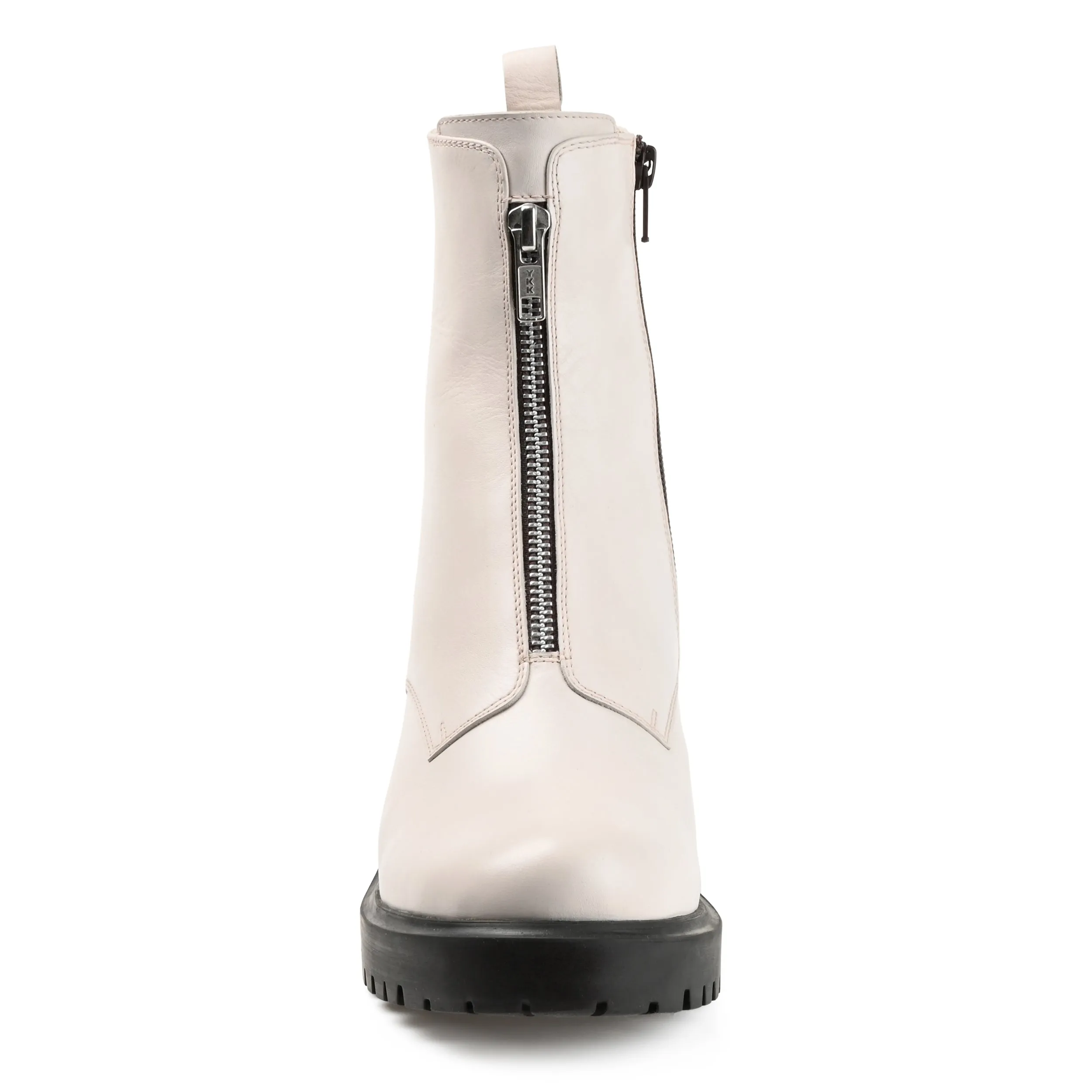 Journee Signature Womens Genuine Leather Norrah Round Toe Stacked Combat Booties