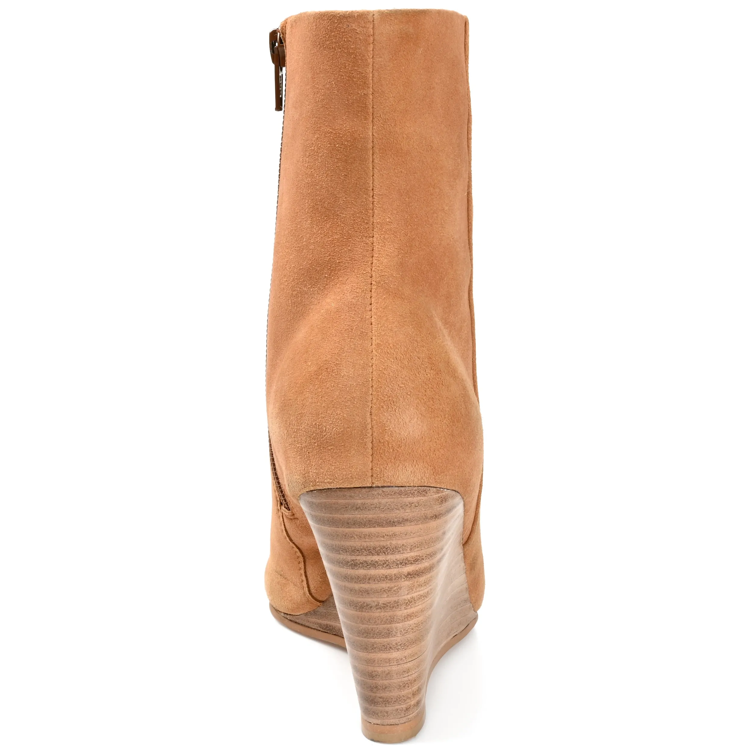 Journee Signature Womens Genuine Leather Reeya Almond Toe Wedge Ankle Booties