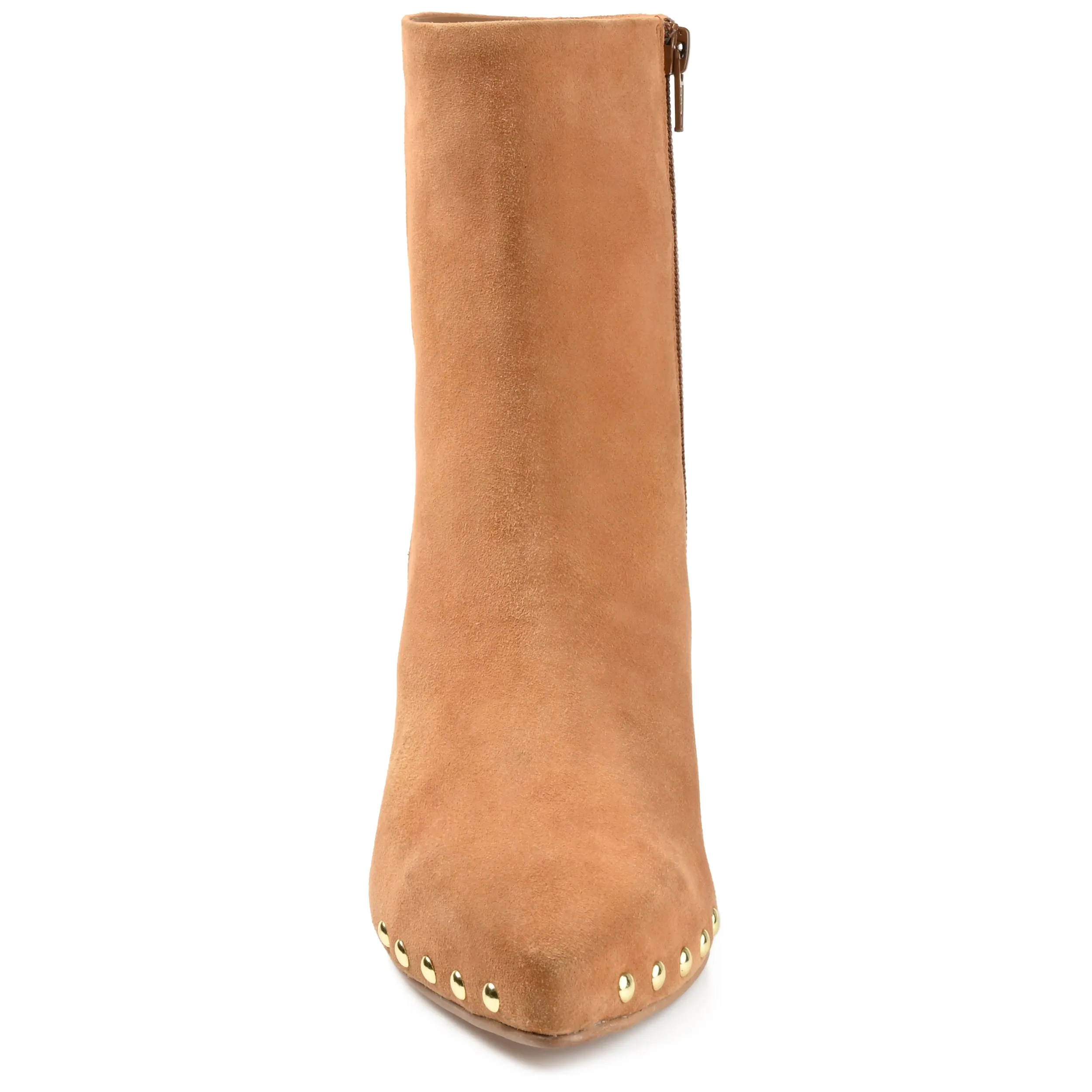 Journee Signature Womens Genuine Leather Reeya Almond Toe Wedge Ankle Booties